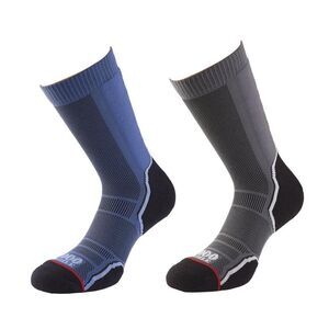 1000 Mile Womens/Ladies Trek Socks (Pack of 2) / Navy/Gray/Black